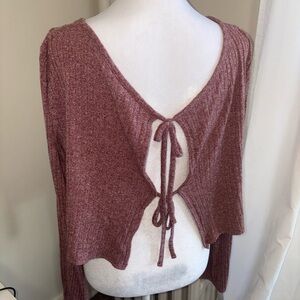 Urban Outfitters kimchi blue Ribbed V-Neck Cropped Sweater - Mauve Rose